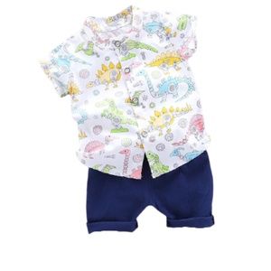 Toddler Boy 2pcs Animal Pattern Cotton Summer Suit